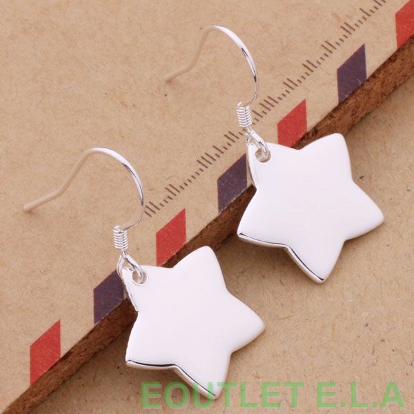 CUTE 27mm STAR SILVER EARRINGS
